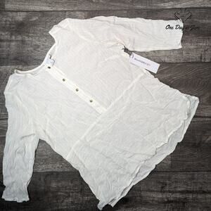 Liz Claiborne Crema Gold Stripe Long Sleeve Top Size M